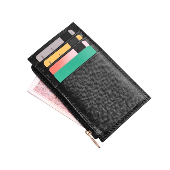 کیف پول زنانه کوچک زیپدار چرم مشکی مونت بلانک