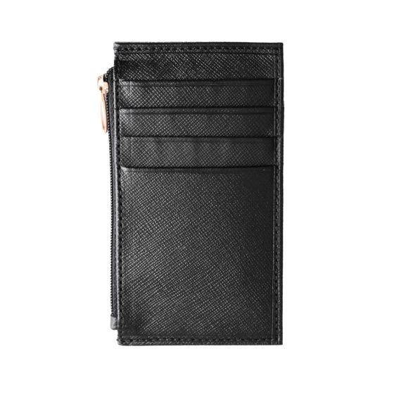 کیف پول زنانه کوچک زیپدار چرم مشکی مونت بلانک