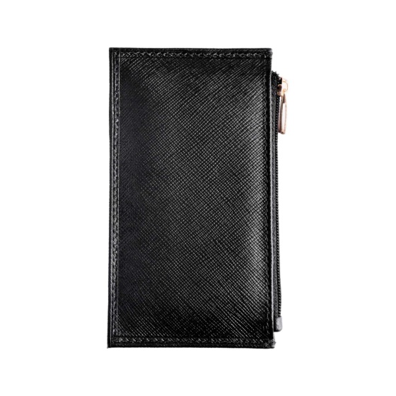 کیف پول زنانه کوچک زیپدار چرم مشکی مونت بلانک