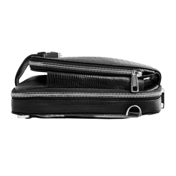 کیف کراس بادی مردانه طرح آگرین چرم لیزارد مشکی (قفل رمز دار )