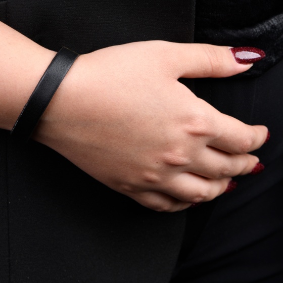 دستبند چرم مشکی ساده