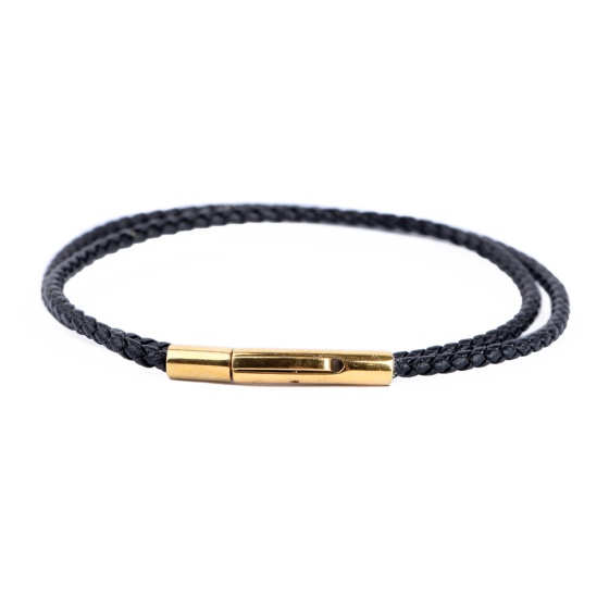 دستبند زنانه دو دور بافت ریز مشکی