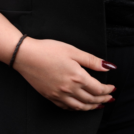 دستبند زنانه بافت قهوه ای