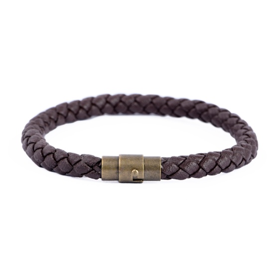 دستبند بافت قهوه ای براق