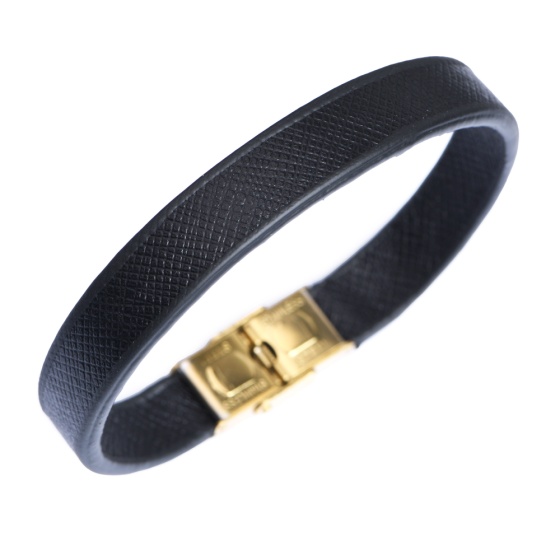 دستبند چرم مشکی مونت بلانک