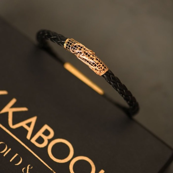 دستبند مردانه طلا فیوژن طرح شعر (خودرا بنگر تمام عالم در توست)