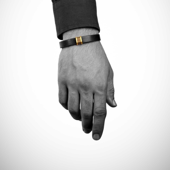 دستبند طلا چرم مردانه طرح میرا