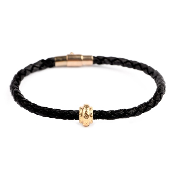 دستبند چرم طلا مردانه طرح زرینا