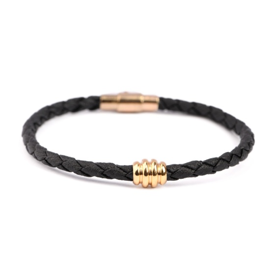 دستبند چرم طلا مردانه طرح اوروم