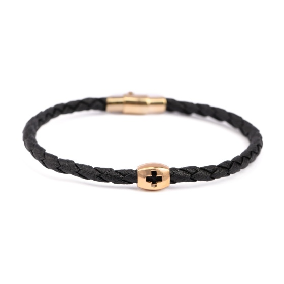 دستبند طلا چرم مردانه طرح آلورا