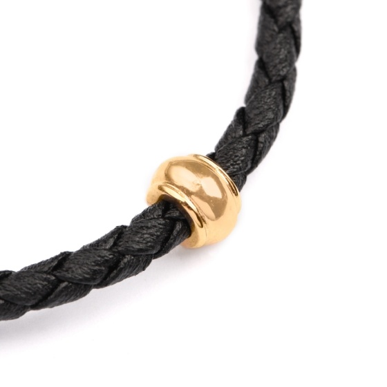 دستبند چرم طلا مردانه طرح ورادیا