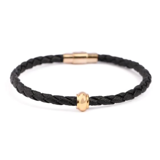 دستبند چرم طلا مردانه طرح ورادیا