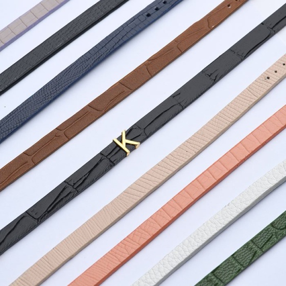 دستبند زنانه طلا چرم حرف K