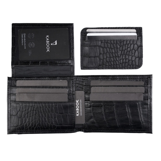 کیف جیبی طرح نظام چرم مشکی کروکودیل