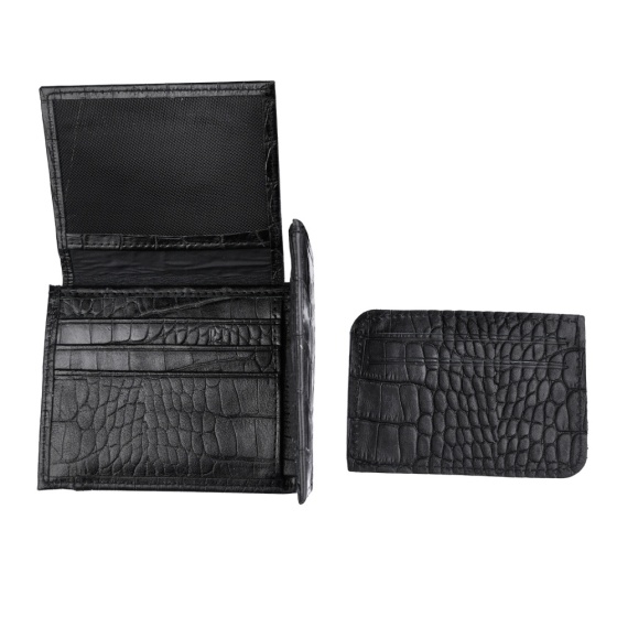 کیف جیبی طرح نظام چرم مشکی کروکودیل