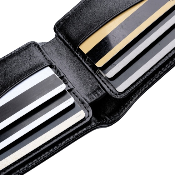 کیف پول جیبی طرح آراز چرم ساده مشکی