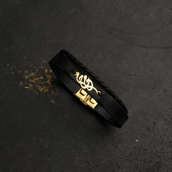 دستبند طلا چرم اسم محمد