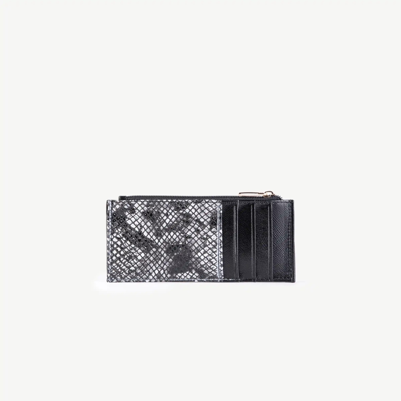 کیف پول زنانه کوچک زیپدار چرم طبیعی مشکی پوست ماری