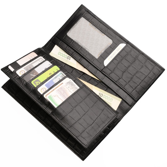 کیف پول کتی چرم کروکودیل مشکی