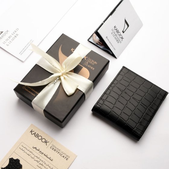 کیف پول جیبی چرم کروکودیل مشکی