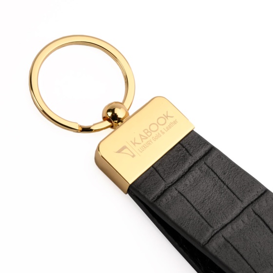 جاکلیدی چرم مشکی کروکودیلی