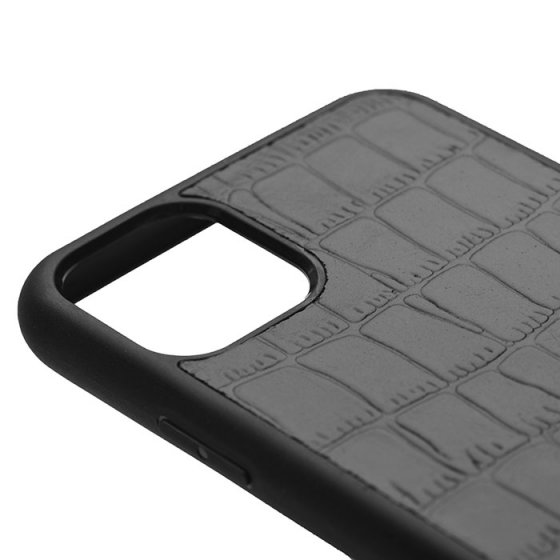 قاب موبایل آیفون 11 پرو چرم مشکی کروکودیل