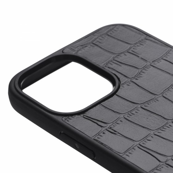 قاب موبایل آیفون 12 پرو چرم مشکی کروکودیل