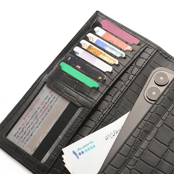 کیف موبایل چرم مشکی کروکودیل