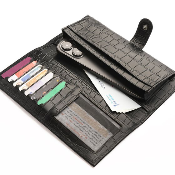 کیف موبایل چرم مشکی کروکودیل